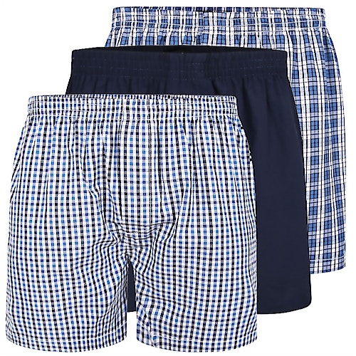 Bigdude Woven Boxer Shorts 3 Pack Navy